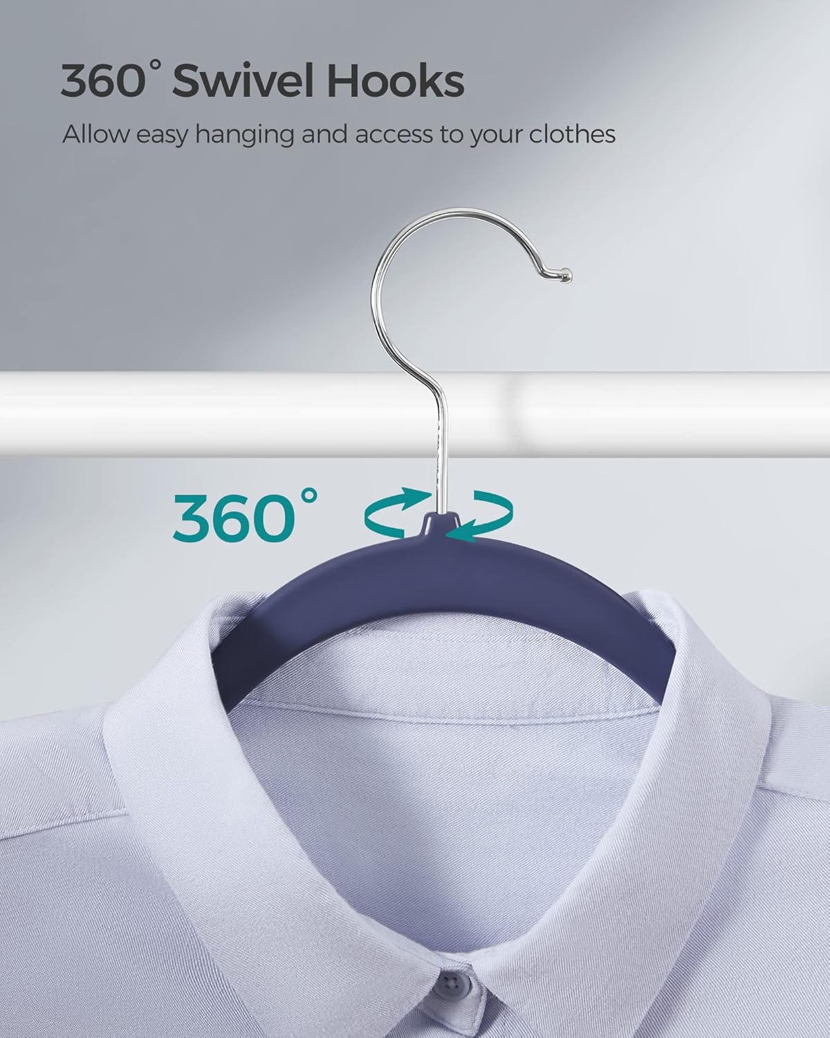 SONGMICS Clothes Hangers, Pack of 50 Plastic Coat Hangers, Space-Saving, Dark Blue Ash and Light Blue Ash UCRP050C05