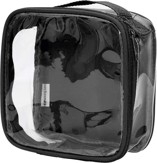 Clear TSA Approved 3-1-1 Travel Toiletry Bag for Carry On / Quart Size Transparent Liquids Pouch for Airport Security / Reusable See Through Vinyl & PVC Plastic Organizer for Men and Women (Black)