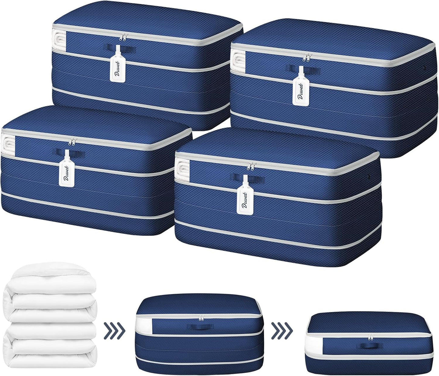 DIMJ Comforter Storage Bag - 100L Large Capacity Blanket Storage Compression Bags, Washable Space Saving Self Compression Organizer with Window Handles, Space Saver for Clothes, Bedding, Sheet