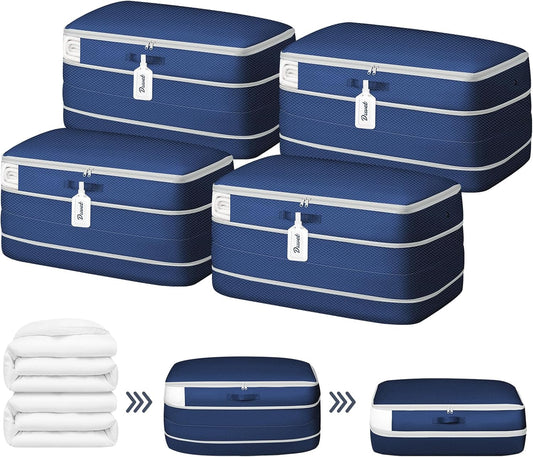 DIMJ Comforter Storage Bag - 100L Large Capacity Blanket Storage Compression Bags, Washable Space Saving Self Compression Organizer with Window Handles, Space Saver for Clothes, Bedding, Sheet