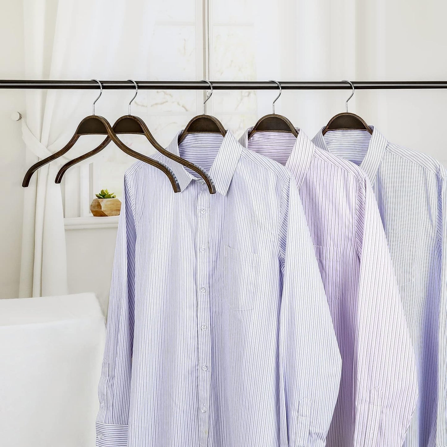 TOPIA HANGER Slim Wooden Hangers with Extra Soft Non-Slip Rubber Grips, 30-Pack High-Grade Fashion Hanger No Shoulder Bump for Sweater, Camisole, Jacket, Dress, Coat (Antique)-CT15A30