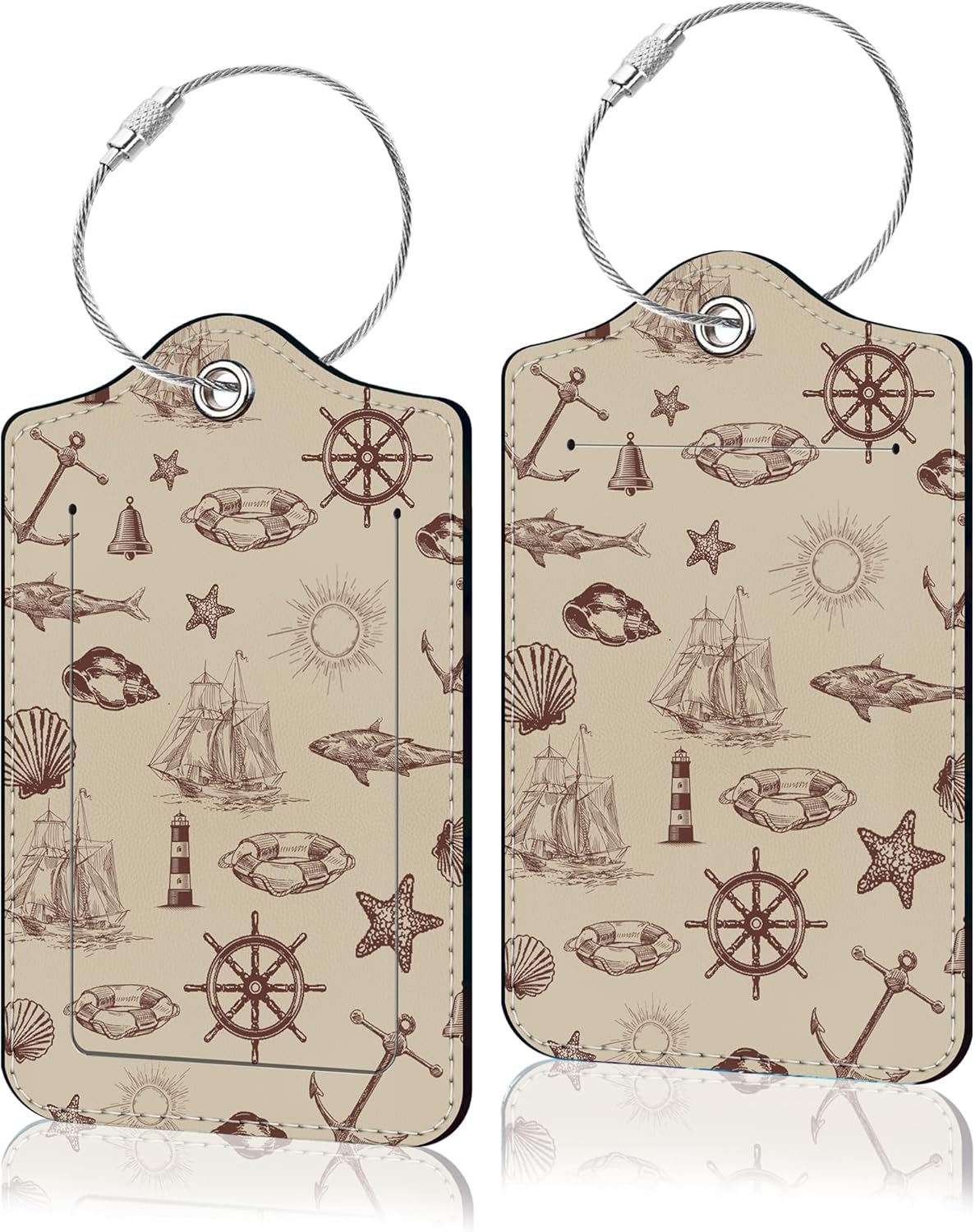 2 Pack Luggage Tag for Suitcase, Cute Unique Leather Suitcase Tags Identifiers with Privacy Name Address Labels & Durable Steel Loop for Women Men Travel