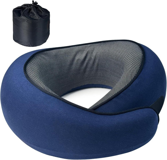 Travel Pillow | High-Density Memory Foam Pillow with 360° Surround Support. Ergonomically Designed. Ideal for Airplane Travel and Home Use.