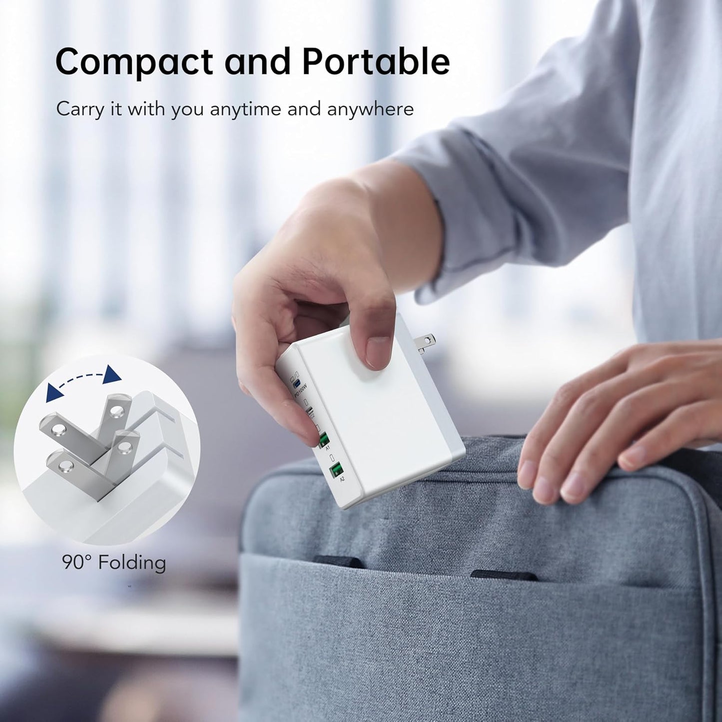 140W Mac Book Pro Charger,4 Port Flat Charging Station for Apple Type c Fast Wall Charger,USB C Port MacBook Pro &MacBook Air Adapter Plug Block for iPhone 16/15/14/13Pro Max, iPad, AirPods 4,Samsung