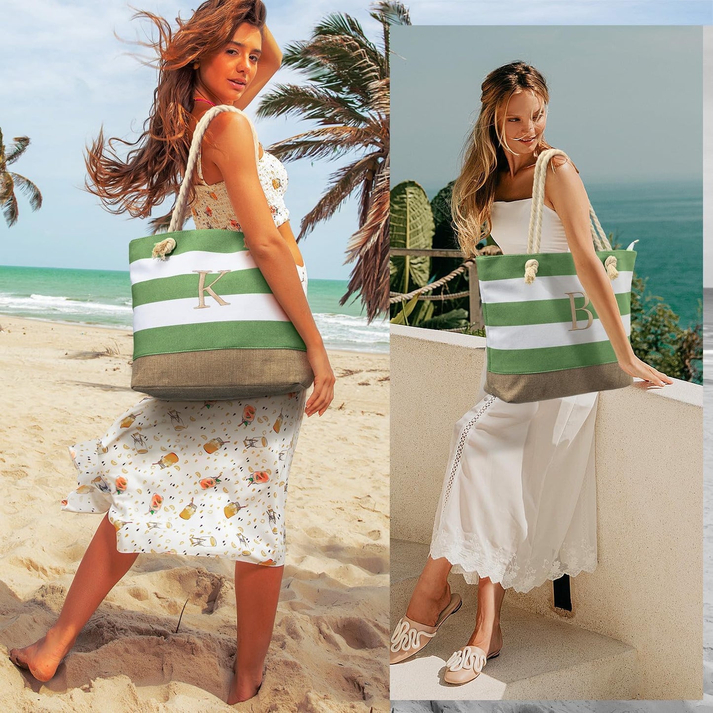 YOOLIFE Beach Bags for Women - Travel Canvas Beach Tote, Pool Waterproof Bag, Travel Essentials, Gifts for Women Birthday