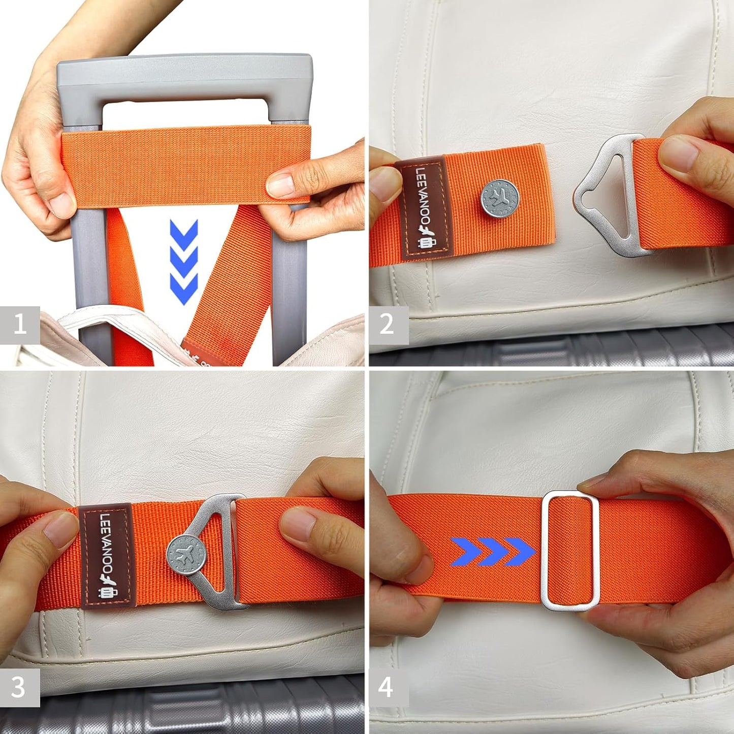 Luggage Straps for Suitcases Add a Bag Luggage Strap,2-in-1 Travel Belt for Luggage Straps Travel Belt Over Handle for Carry On Bag Adjustable Suitcase Belts Airport Travel Accessories Orange