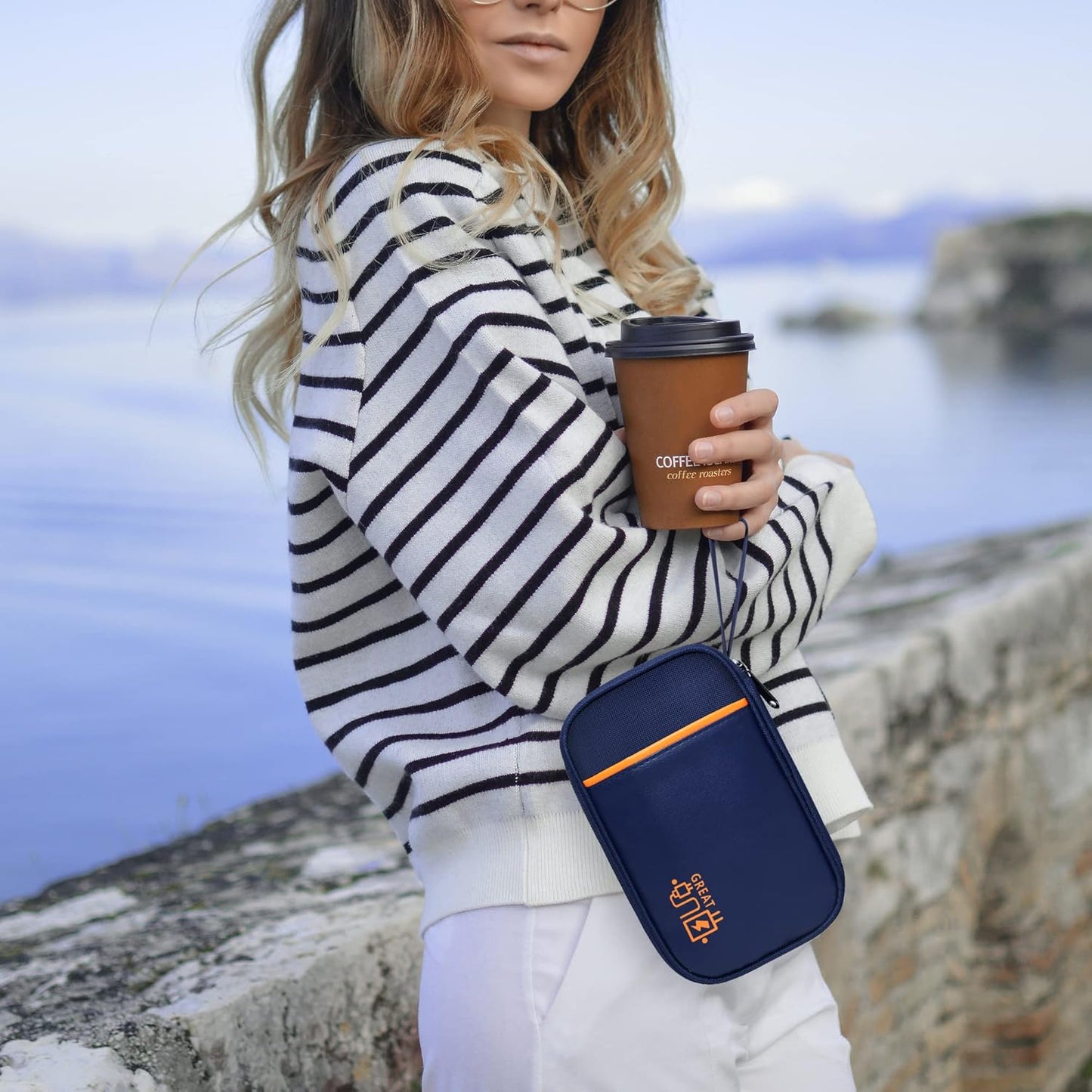 Travel Cable Organizer Bag Pouch Electronic Accessories Carry Case Portable Waterproof All-in-One Storage Bag for Cable,Charger, Phone, Hard Drive，SD Card-Navy Blue