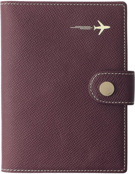 Genuine Leather Passport Case, RFID Passport Cover with Credit Card Holder for Women and Men Family ID Travel