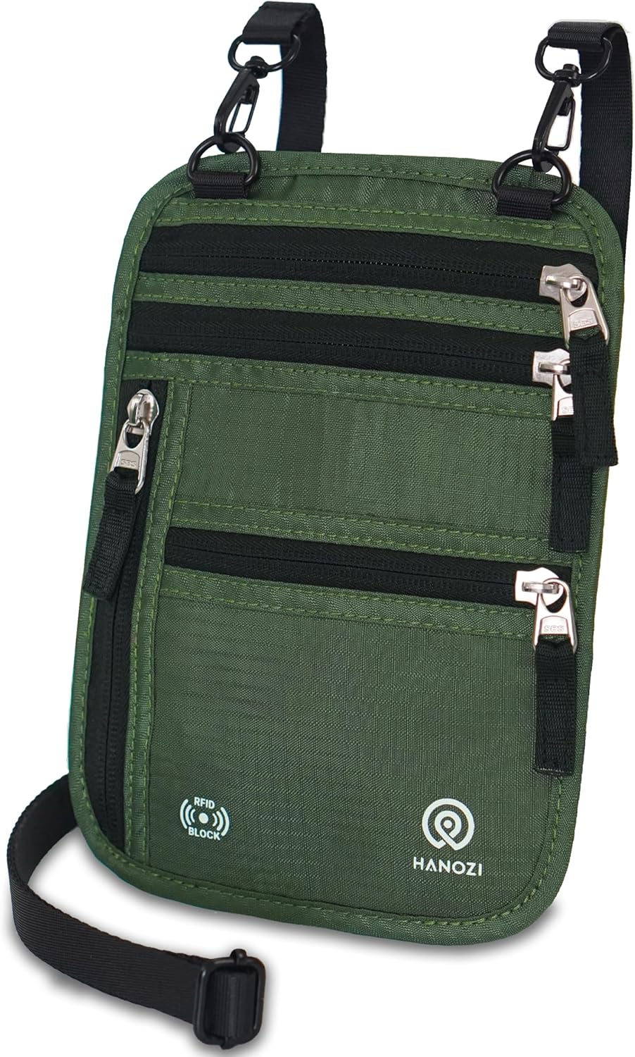 Neck Wallet – Travel Pouch and RFID Blocking Passport Holder for Women and Men, Slim Travel Wallet (Army Green)