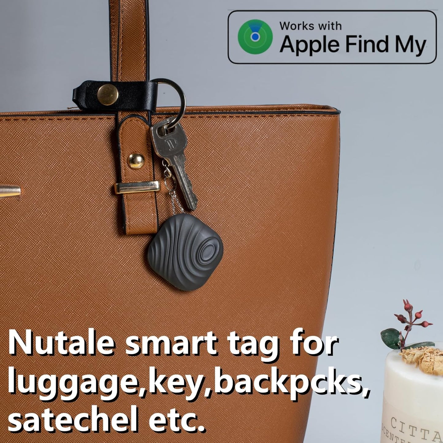 Tags Smart Key Finder - Only iOS(Not for Android) - Bluetooth Smart Key Tracker Tag - Work for Apple Find My - Keep Track of The Items That Matter Most (Cafe)