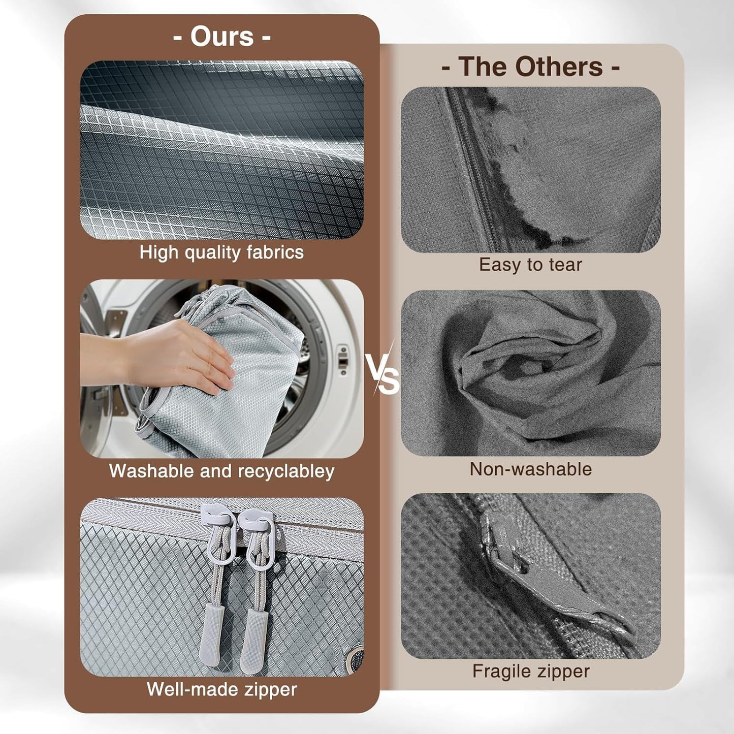 DIMJ Clothes Storage Bag 6 Pack, 19L Compression Storage Bags for Blanket, Sweater, Jacket, Closet, Sheet Storage Organizer with Window Handle, Space Saver Storage Bags with Zipper, Gray