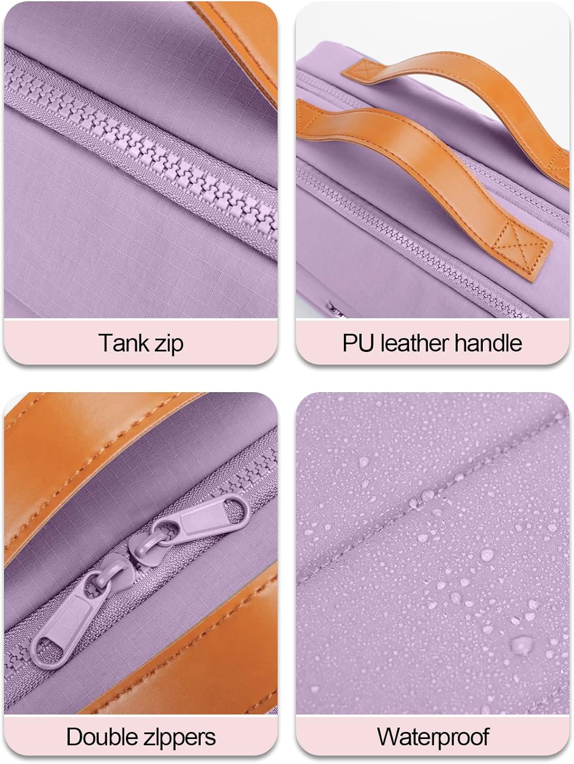 Women's Hanging Toiletry Bag, Waterproof Travel Cosmetic Organizer with Jewelry Storage, Large Capacity Makeup Case for Full-Size Skincare & Bathroom Essentials, Portable Cosmetic kit, Purple