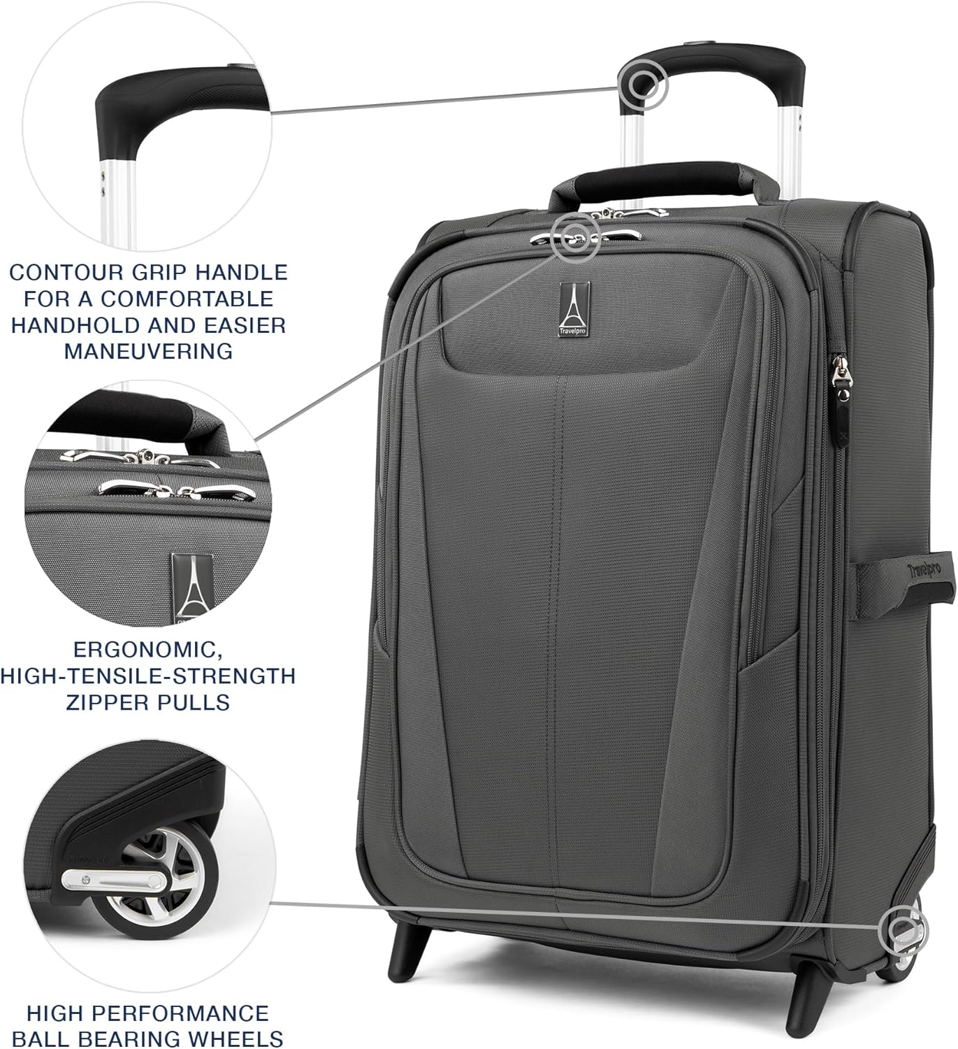 Travelpro Maxlite 5 Softside Expandable Upright 2 Wheel Carry-on Luggage, Lightweight, 22-Inch — Shadow Grey