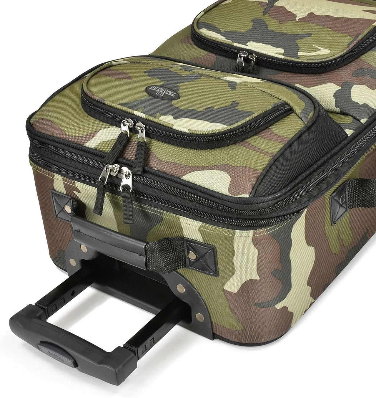 U.S. Traveler Lightweight Rolling 20" Carry On Luggage Softside Suitcase, Camouflage, 2 Wheel Single