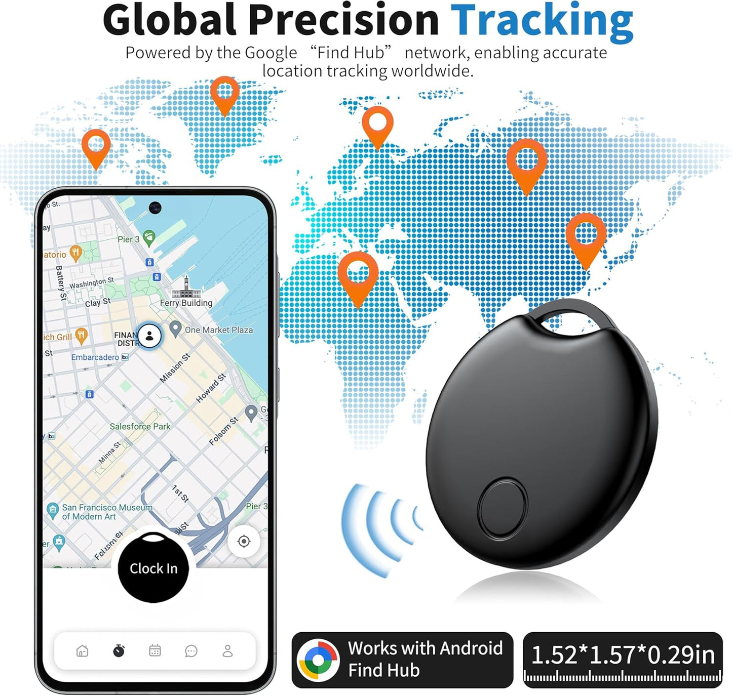 Air Tracker Tags-4 Pack for Android, Bluetooth Tracker Works with Google’s Find Hub | Android Only | Replaceable Battery | Water- Resistance | Item Finder for Luggage, Wallet, Dog, Key,Suitcases