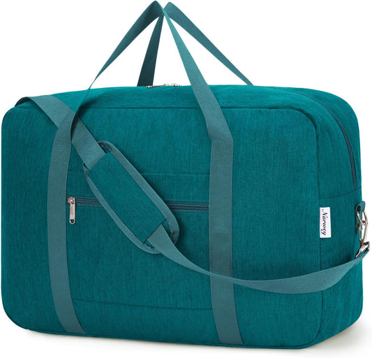 Carry on luaggage 22x14x9 Airlines Approved Foldable Carry on Bag Travel Duffel Packable Duffle Overnight for Women and Men 40L (Teal)