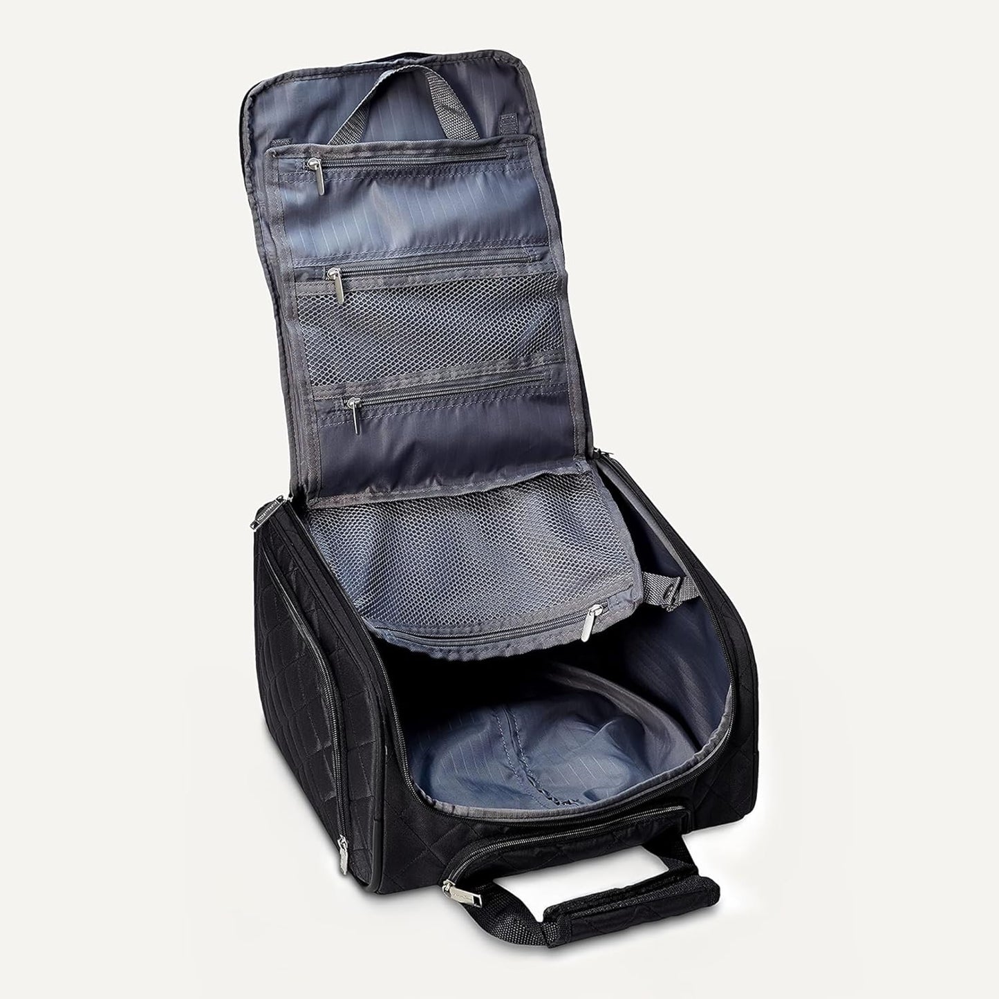 Amazon Basics Underseat Carry On Luggage with Wheels - 14" Rolling Travel Bag, Black Quilted