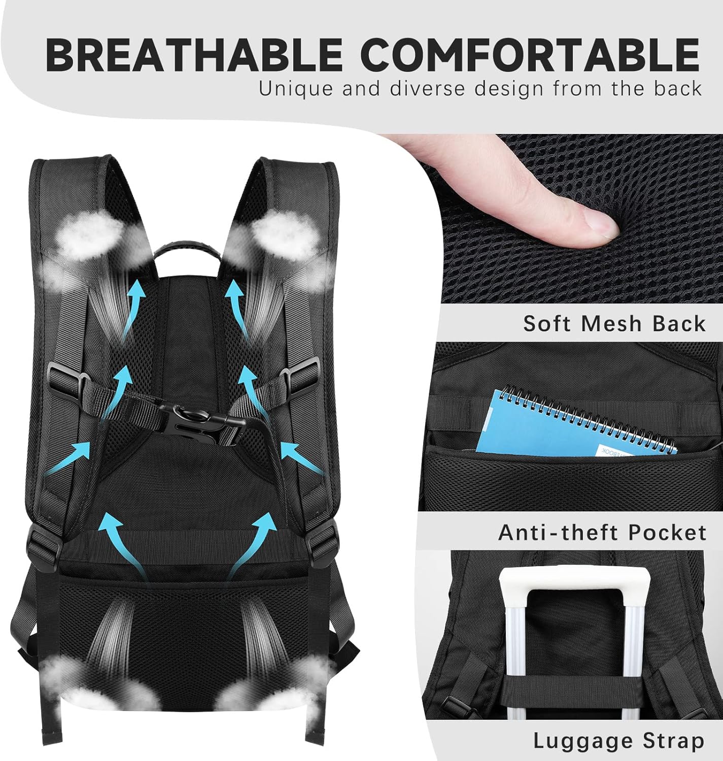 18.4 Inch Extra Large Travel Backpack, TSA Laptop Backpack with USB Port, 55L Water Resistant Carry on College School Computer Backpack Men Women, Grey