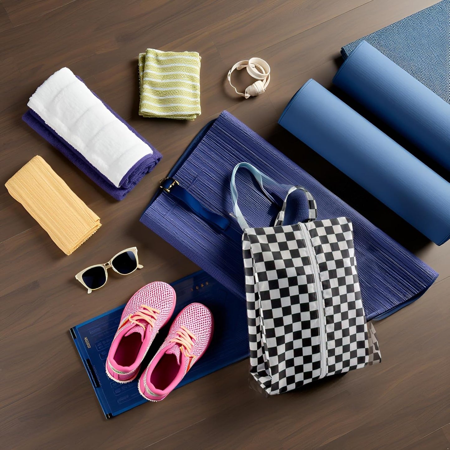 Travel Shoe Bags, Set of 12, Large Oxford Fabric Storage Bags with Zipper and Handle, Water-Resistant Pouches (Colorful patterns)