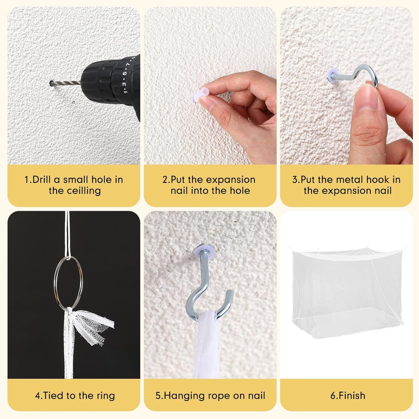 4 Corners Mosquito Net for Mosquiteros para Camas Bed Canopies Netting Bed Drapes Rectangular Mosquito Mesh for Camping Home Outdoor Travel(White,L78 X W71 X H67 Inch,No-Opening)