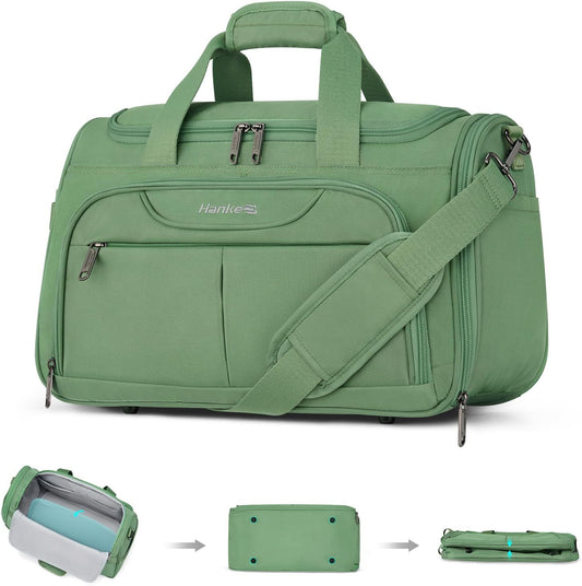 Hanke Underseat Carry On luggage Bags for Travel, Foldable Travel Bags for Women, Soft Lightweight Personal Item Travel Bag Small Carry On Bags for Airplanes, Travel Tote Bags for Women Men. Green