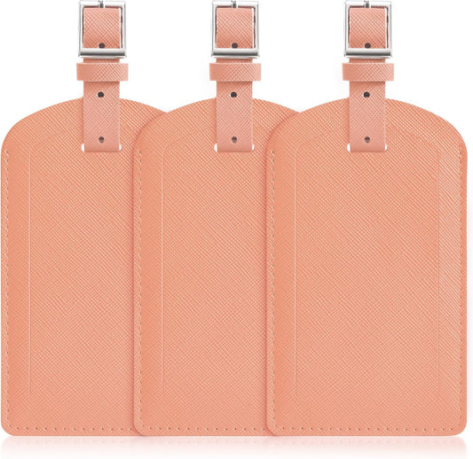 3 Pack Luggage Tags for Suitcases, TSA Approved Bag Tags, Baggage Tags with Privacy Protection, Travel Essentials Luggage Accessories, Rose Gold