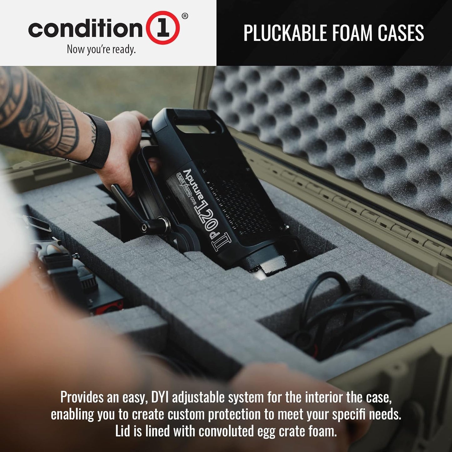 Condition 1 25" Large Heavy-Duty Protective Waterproof Hard Case Model 024, Portable Storage Box with Customizable Foam, Camera, Tool, Hunting, Made in USA, 24.27"x19.40"x13.57" Green
