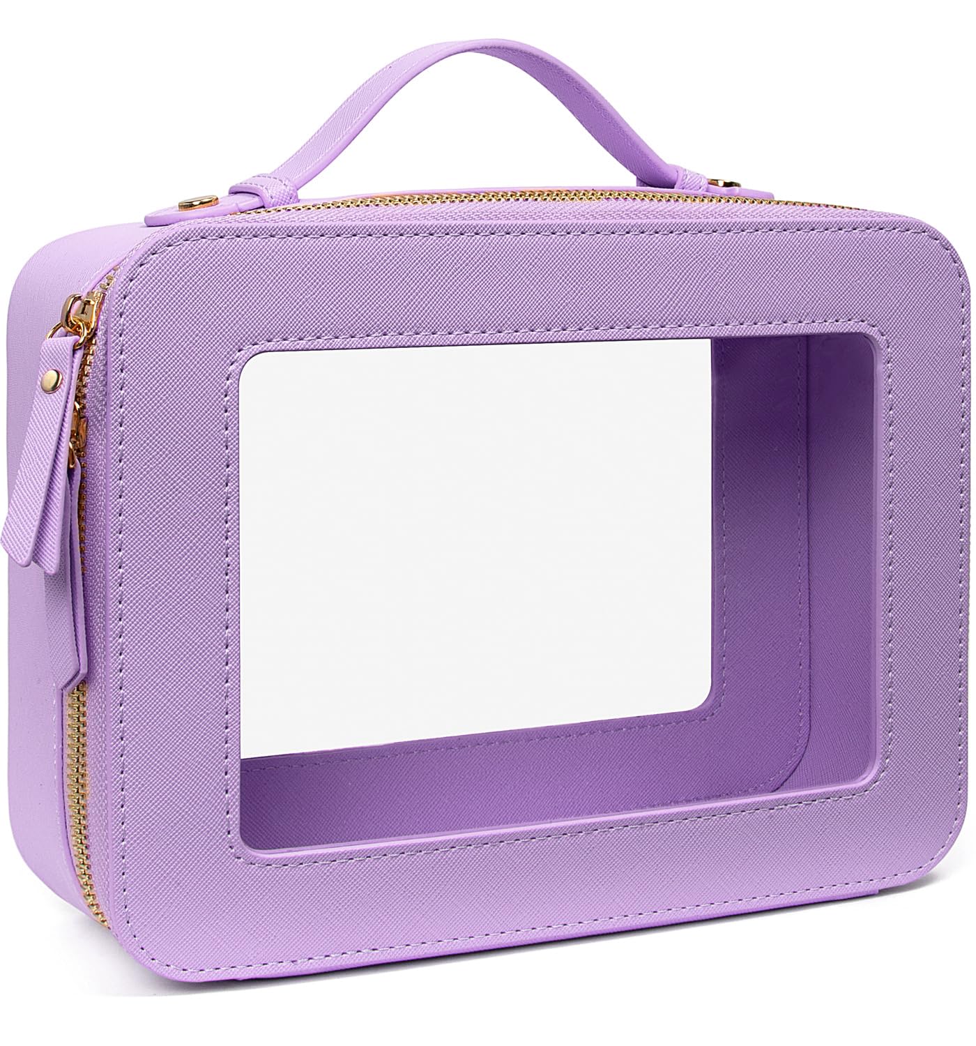 LETGO Clear Makeup Bags Set - TSA Approved Toiletry Bag with Handle Large Opening, Clear Toiletry Bags Case Pouch for Travel Essentials Car Accessories for Women Men (Large-Purple)