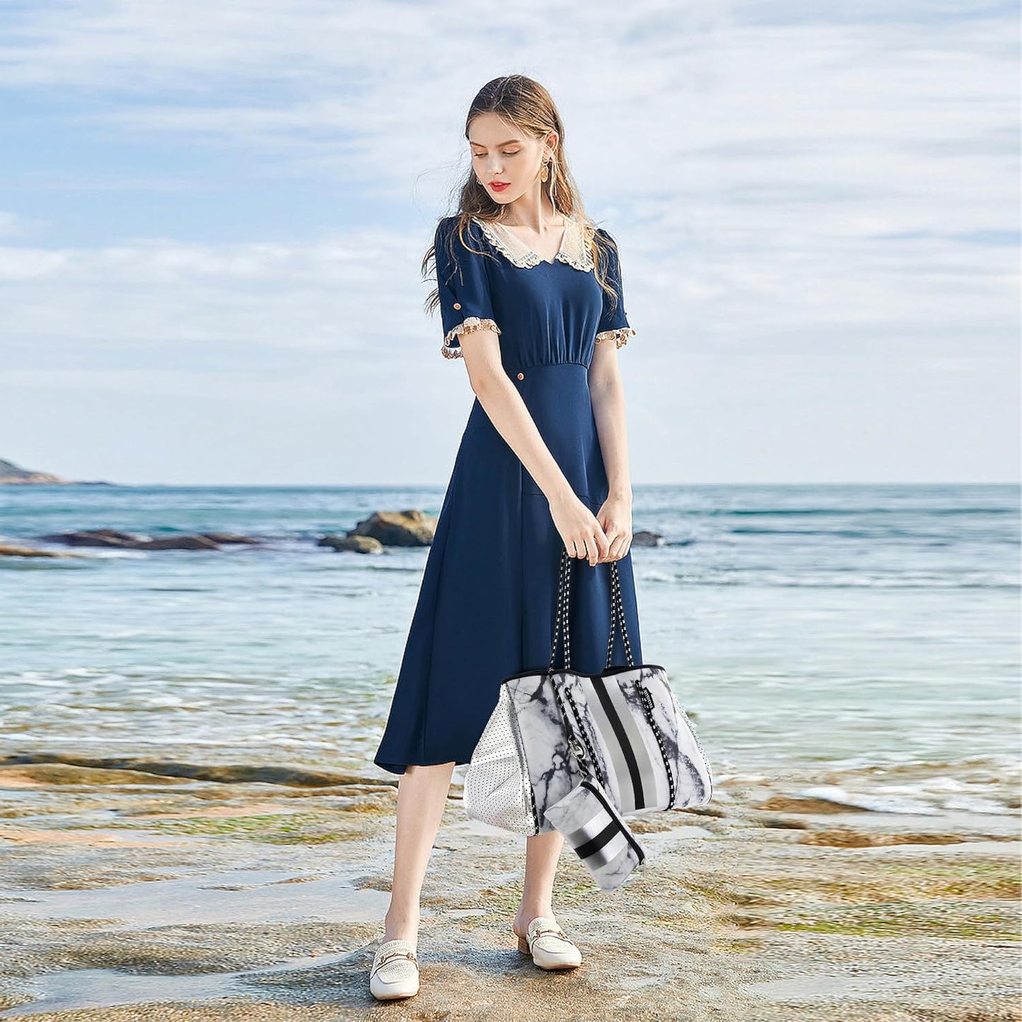 QOGiR Neoprene Multipurpose Beach Bag Tote with Inner Zipper Pocket … … … …