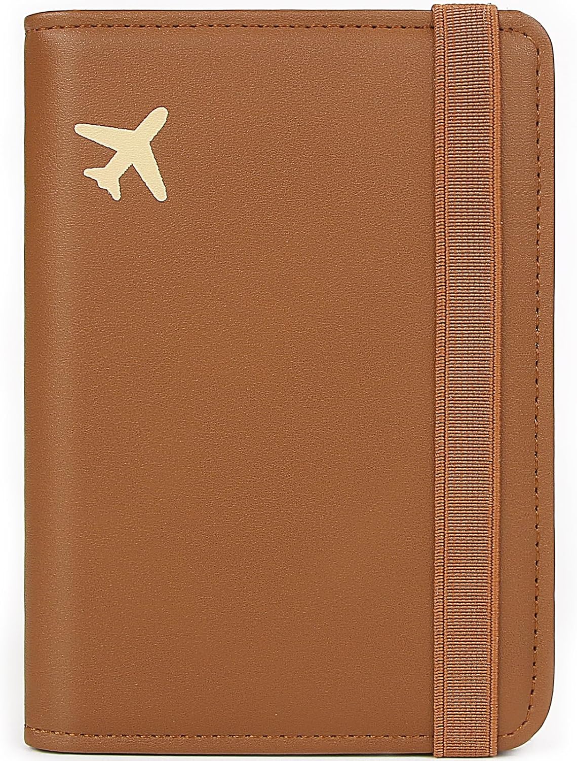 Passport Holder for Travel, Rfid Passport Cover Case, Passport Wallet Women Travel Essentials Accessories Document Organizer with Elastic Band, Brown
