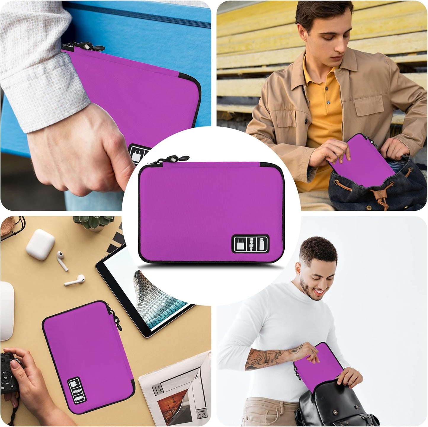 Electronics Organizer,Travel Cord Organizer Pouch, Portable Cable Organizer Bags,Travel Electronic Accessories Storage Case for Cables, Cords, Charger, Phone (Rosered)