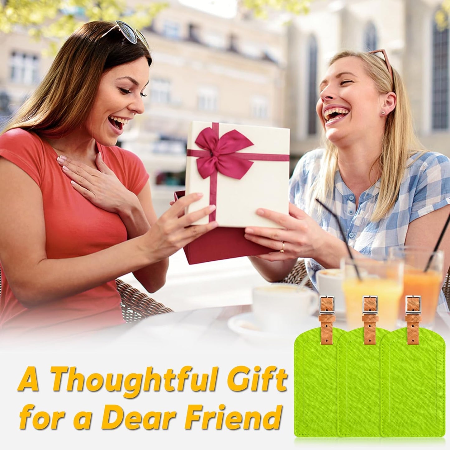 3 Pack Luggage Tags for Suitcases, TSA Approved Bag Tags, Baggage Tags with Privacy Protection, Travel Essentials Luggage Accessories, Neon Green & Brown