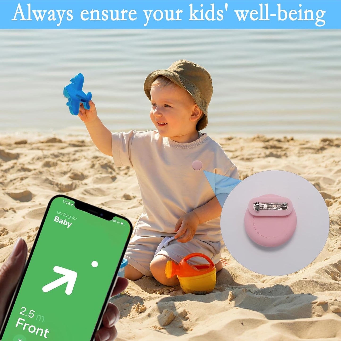 Waterproof AirTag Holder for Kids[Discreet] - 2-Pack Mini Silicone Air Tag Cover with Invisible Pin,GPS Tracker Case for Children, Elderly, Clothes, Backpack, Luggage (Dark Blue,Pink)