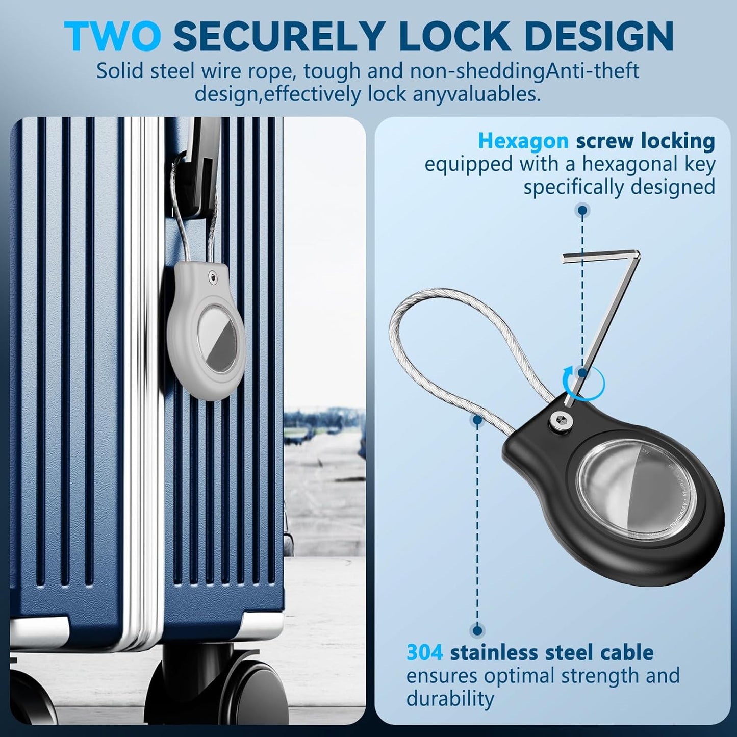 Waterproof Airtag Holder,4 Pack Airtag Case with Secure Lock,Airtags Keychain for Apple Air tags,Anti-Lost Protective Case Air tag Accessories for GPS Tracker Luggage,Bag,Key,Pet-Black/Black/Gray/Gray