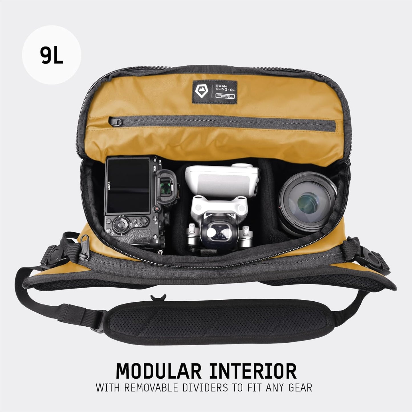 WANDRD ROGUE V1 9L Sling: Compact Camera Sling and Crossbody Bag with Fast Access, 3-Way Carry– Lightweight Everyday Bag Great for Travel, Photography, and Daily Use (Dallol Yellow)