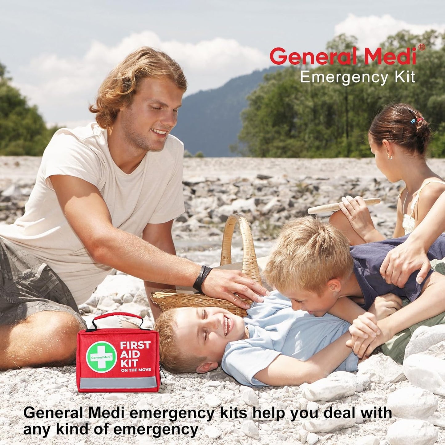 General Medi First Aid Kit - 150 Pieces Small Compact First Aid Kit Bag - Includes Instant Cold Pack, Emergency Blanket for Travel, Home, Office, Vehicle, Camping