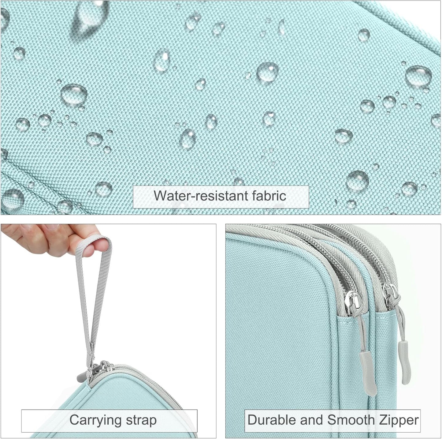 FYY Electronic Organizer, Travel Cable Organizer Bag Pouch Electronic Accessories Carry Case Portable Waterproof Double Layers Storage Bag for Cable, Charger, Phone, Earphone, Medium Size- Mint Green