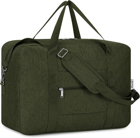 For Spirit Airlines Personal Item Bag 18x14x8 Foldable Travel Duffel Bag Underseat Carry on Luggage for Women and Men 30L (Army Green)