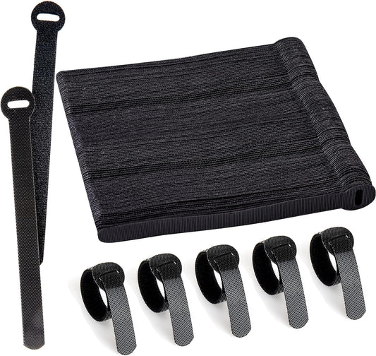 120 x Reusable Cable Ties Black, Adjustable Releasable Hook and Loop Cable Straps for PC Cable Management, Organizing Cords, TV, Desk