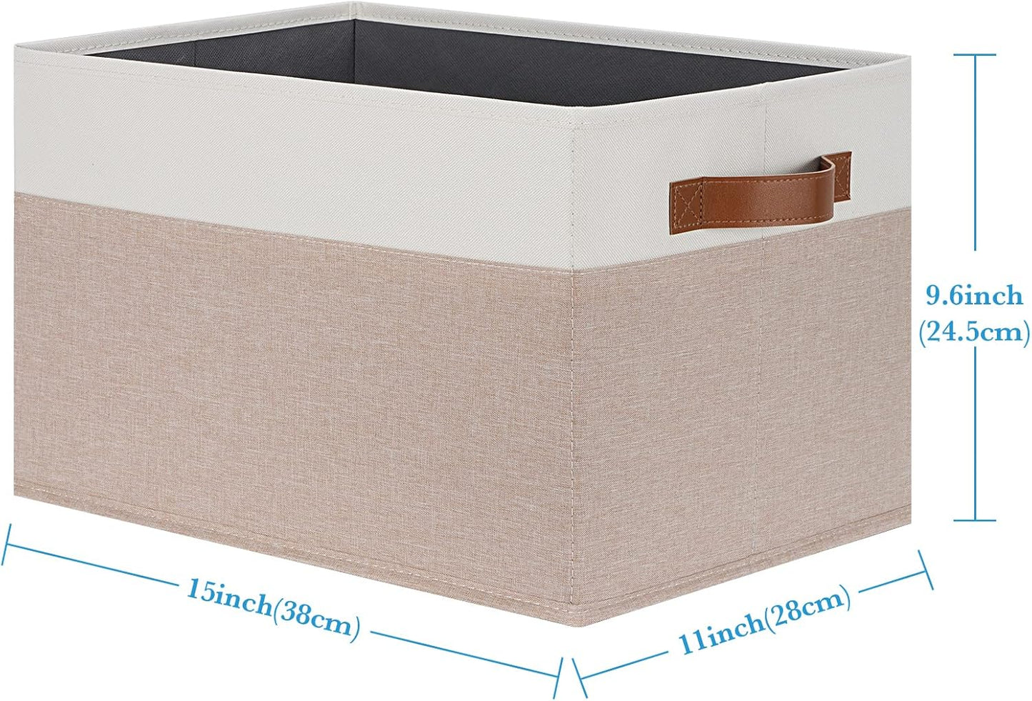 Large Fabric Storage Bins, Foldable Fabric Storage Baskets for Shelves, Sturdy Storage Boxes with PU Handles for Organizing Closet Home Bedroom Office (26L, 3 Packs, Pink&White)