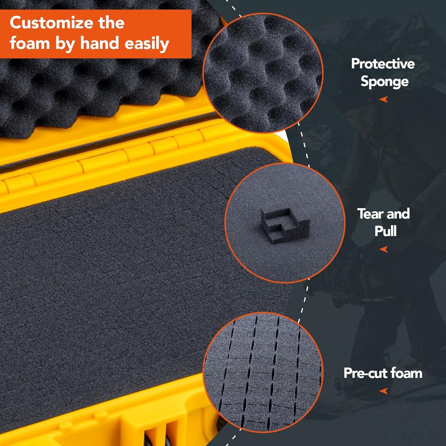 Lykus HC-3010 Waterproof Hard Case with Customizable Foam Insert, Interior Size 11.81x7.87x4.72 in, Suitable for Pistol, Camera, Lens, Drone, Mic, Flashlight, Electronics, Tools, and More