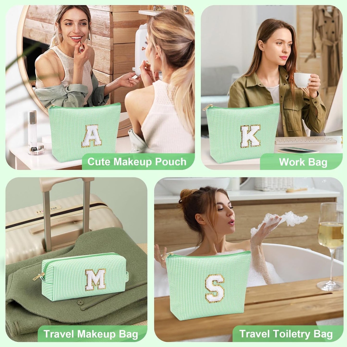 YOOLIFE Birthday Gifts for Women Her - Personalized Cute Initial Cosmetic Makeup Pouch Make Up Travel Bag for Mothers Day Gifts Teacher Sister Friend Girlfriend Mothers Day Gifts for Mom D