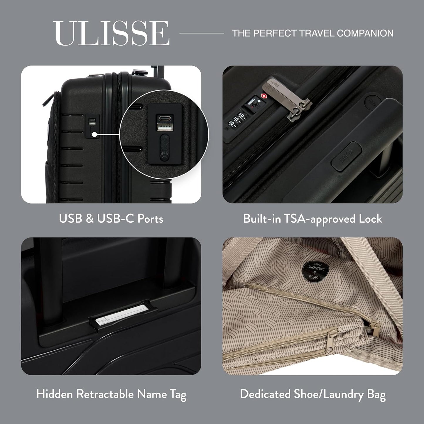 Bric's B|Y Ulisse Spinner Carry-On Suitcase, Lightweight Expandable Hard Shell Luggage with TSA Lock and Smooth 360° Wheels 21 Inch – Nero