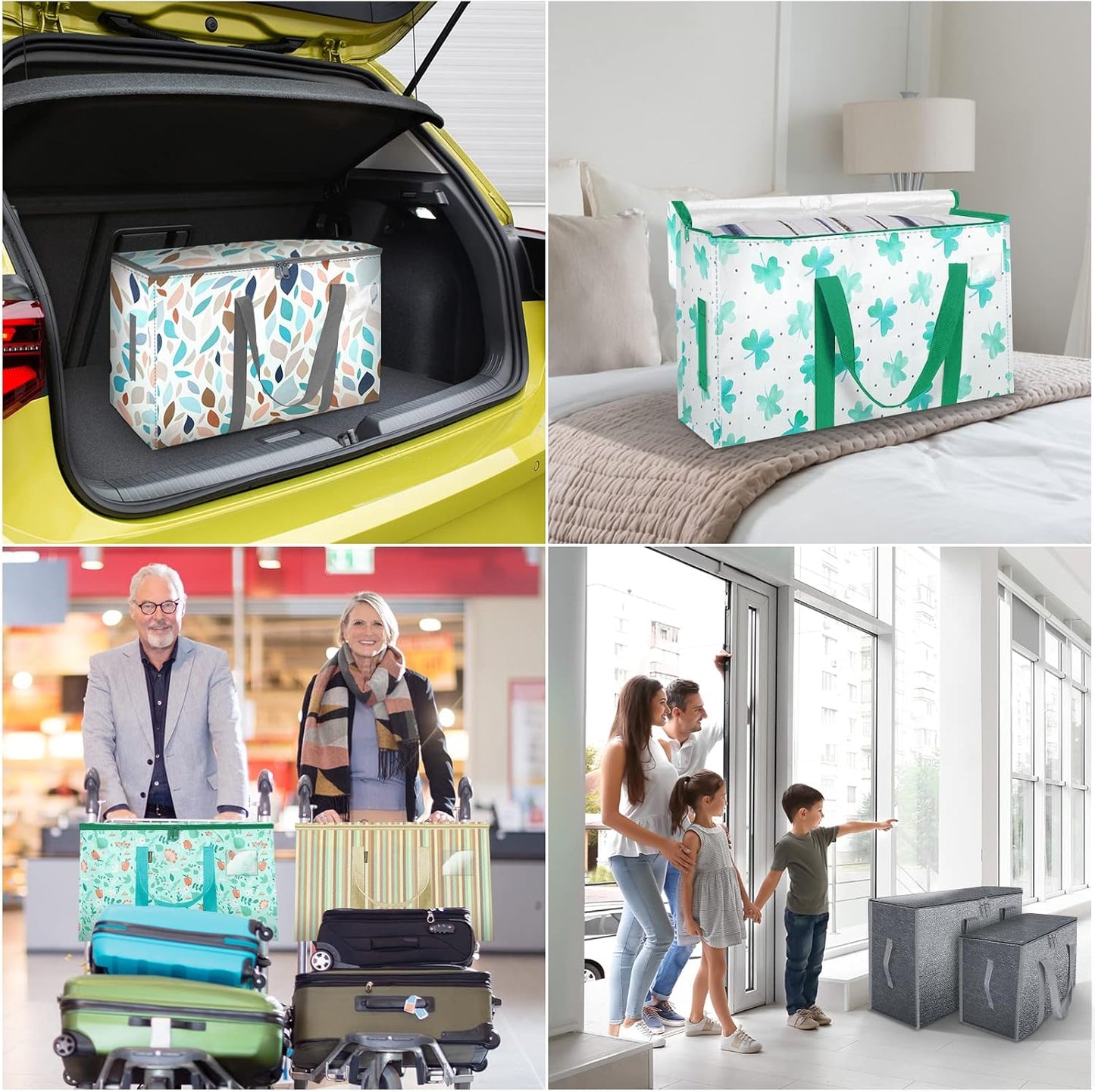 BALEINE 2-Pack Oversized Moving Bags with Reinforced Handles, Heavy-Duty Storage Tote for Clothes, Moving Supplies (Spring Stroll, 2-Pack)