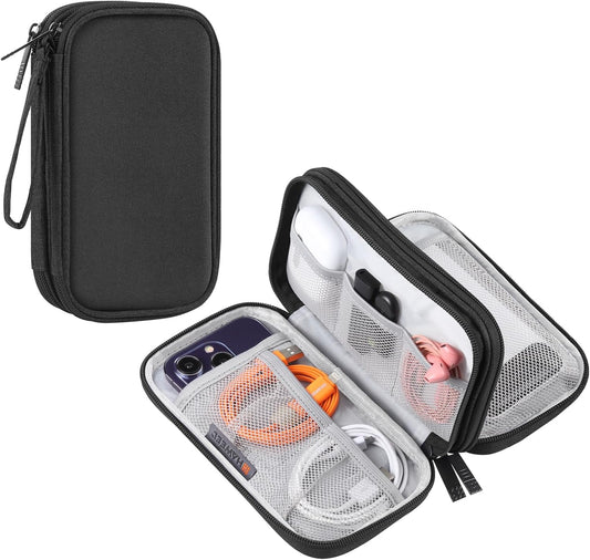 Electronic Accessories Organizer Carry Bag, Travel Cable Organizer Pouch, Portable Waterproof Double Layers All-in-One Storage Bag for Cord, Charger, Earphones, U Disk, USB Cable (M)