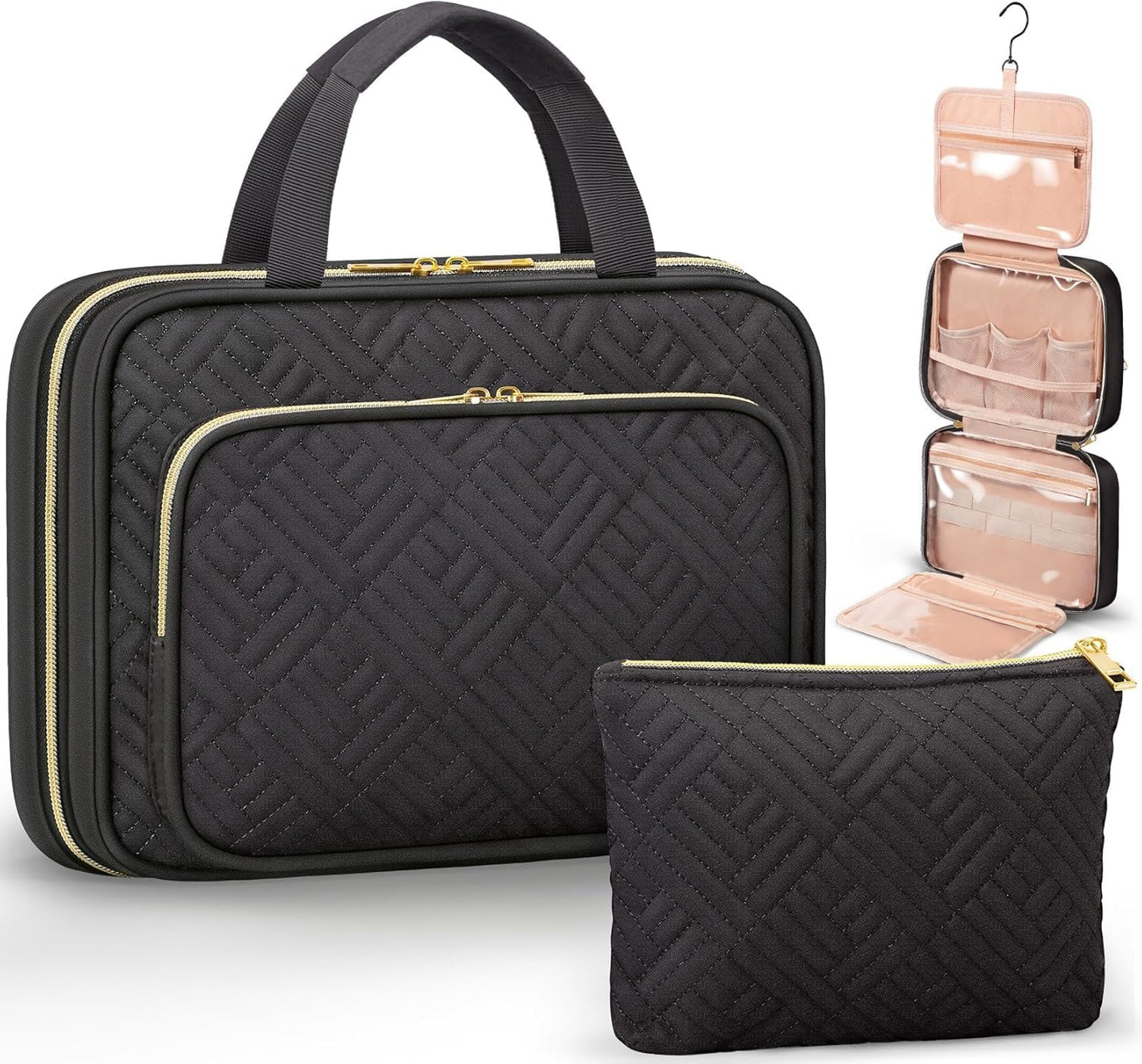 Personalized Gifts for Women, Initial Toiletry Bag Hanging Travel Organizer & Makeup Cosmetic Bag with Embroidery Letter Teacher Appreciation Gift Birthday Mothers Day Gifts for Mom Wife Friend Sister