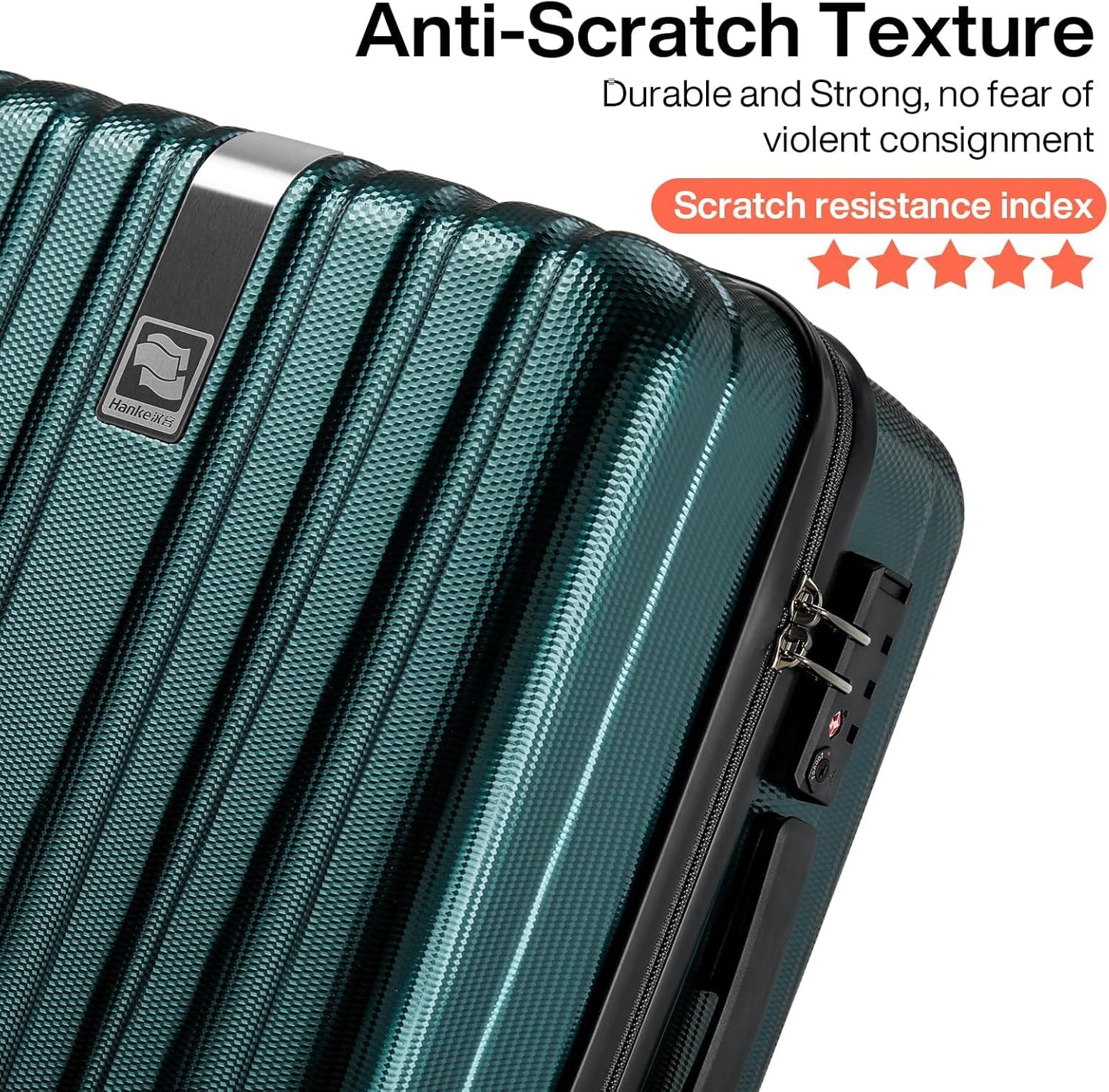 Hanke 20 Inch Carry On Luggage 22x14x9 Airline Approved Lightweight PC Hard Shell Suitcases with Wheels Travel Luggage Rolling Suitcase Travel Luggage Bag for Weekender(Blackish Green)