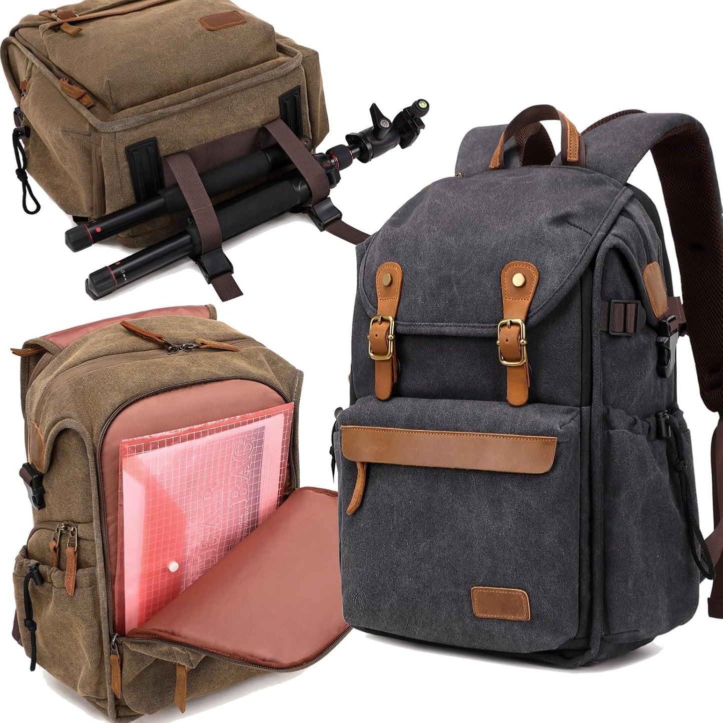 Camera backpack ; Professional UAV Camera bag ;Backpack Large Capacity Photography Canvas backpack camera bag（grey）