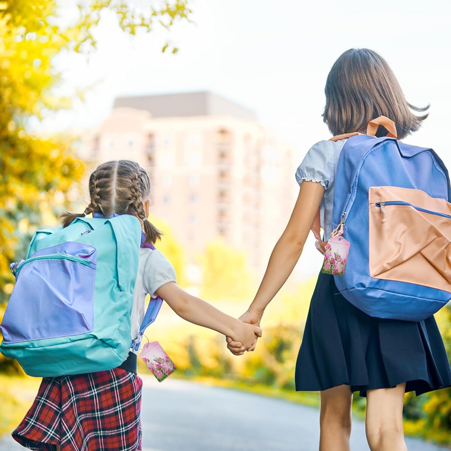 2 Pack Luggage TagsButterfly Rose Floral with Stainless Steel Loop and Privacy Cover for Women Men Travel Luggage Accessories