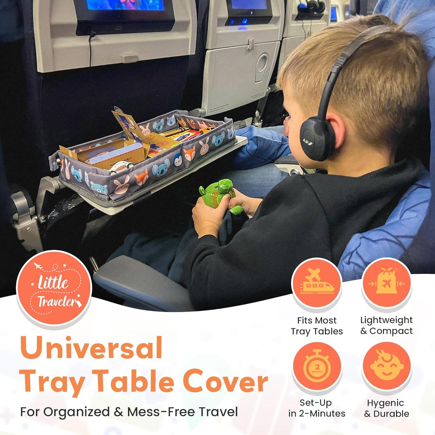 Airplane Tray Table Cover – Universal Fit & Easy Setup – Airplane Tray Cover Kids - Use in Buses, Trains, High Chairs I Plane Travel Essentials for Kids